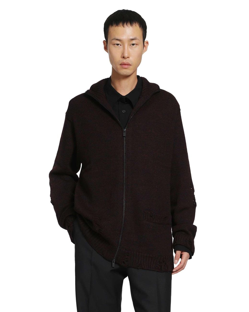 Yohji Yamamoto Black High-Neck Zip Cardigan for men