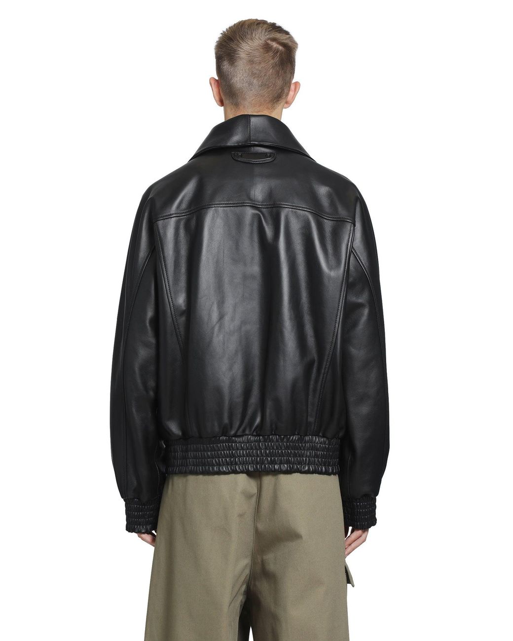 Balenciaga Black Leather Zip-Up Jacket for men