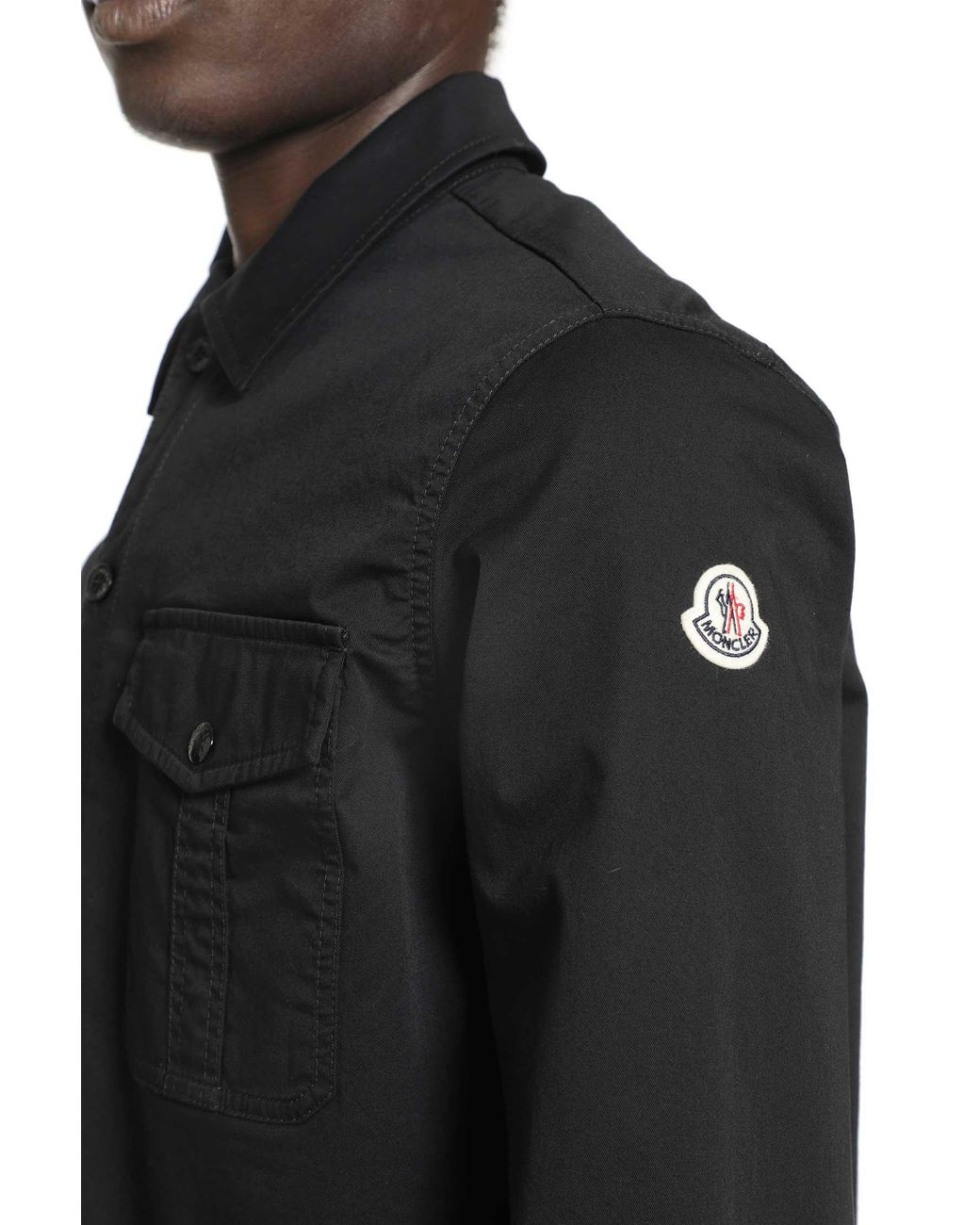 Moncler Black Stretch Cotton Gabardine Shirt for men