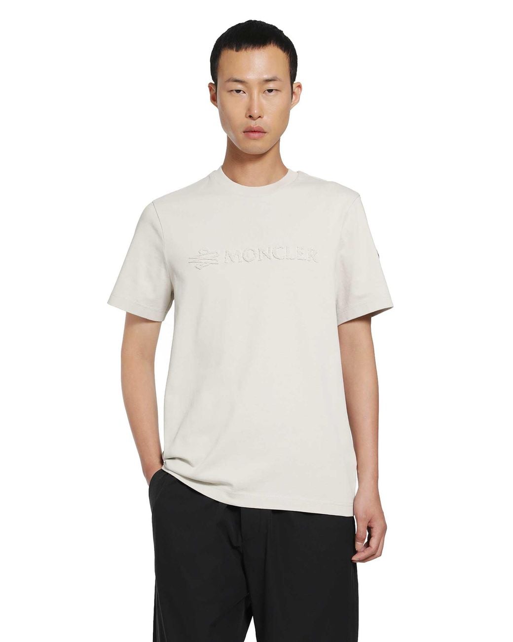 Moncler White Terry Logo Cotton T-Shirt for men