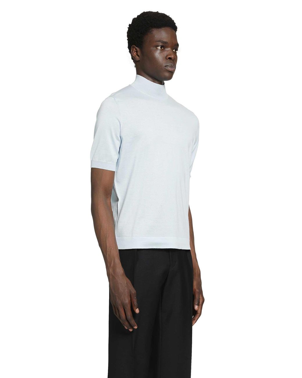 Prada White Short Sleeve Cotton Sweater for men