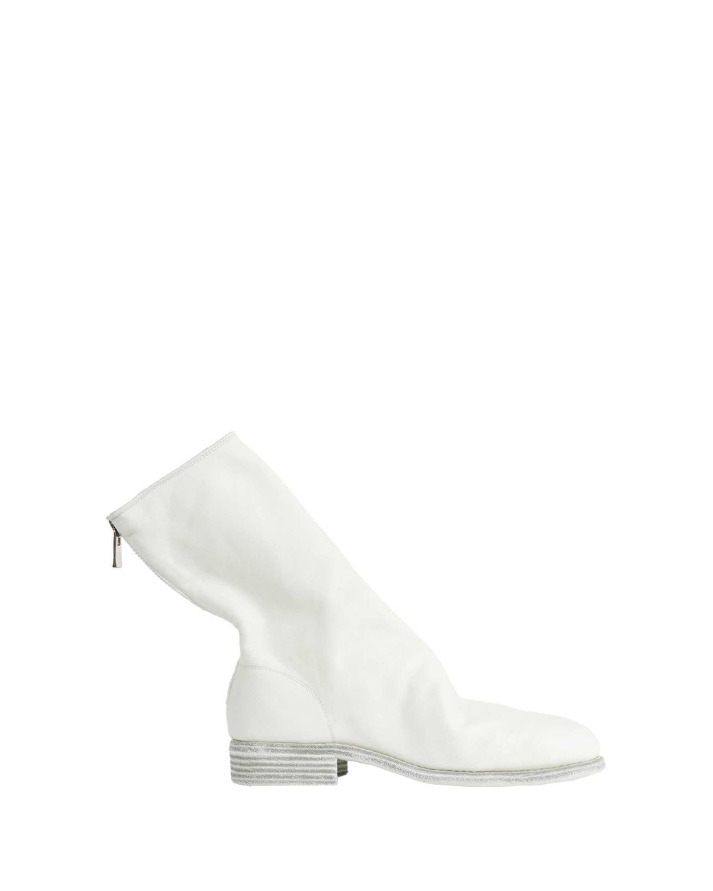 Guidi White Back Zip Mid Boots