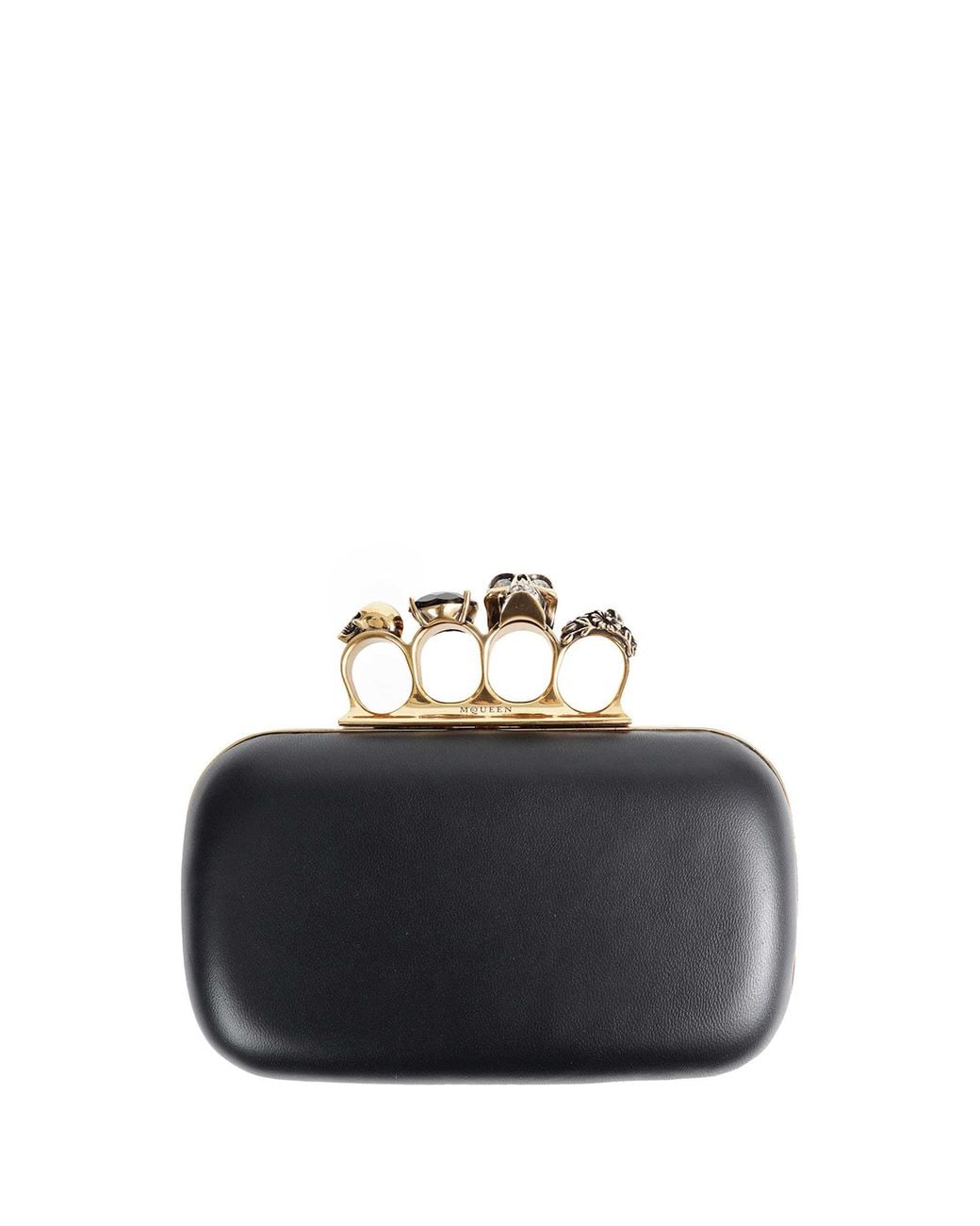 McQueen Black Knuckle Clutch With Chain
