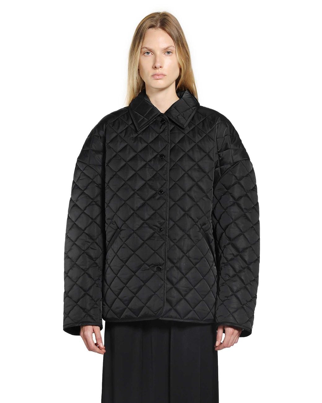 Totême Black Oversized Quilted Bomber Jacket