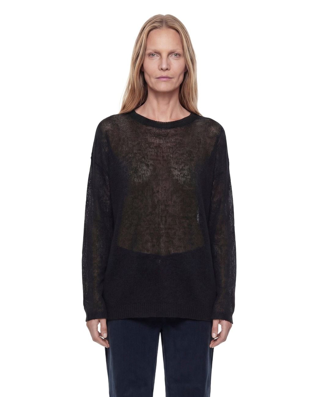 Totême Black Long Open Weave Sweater