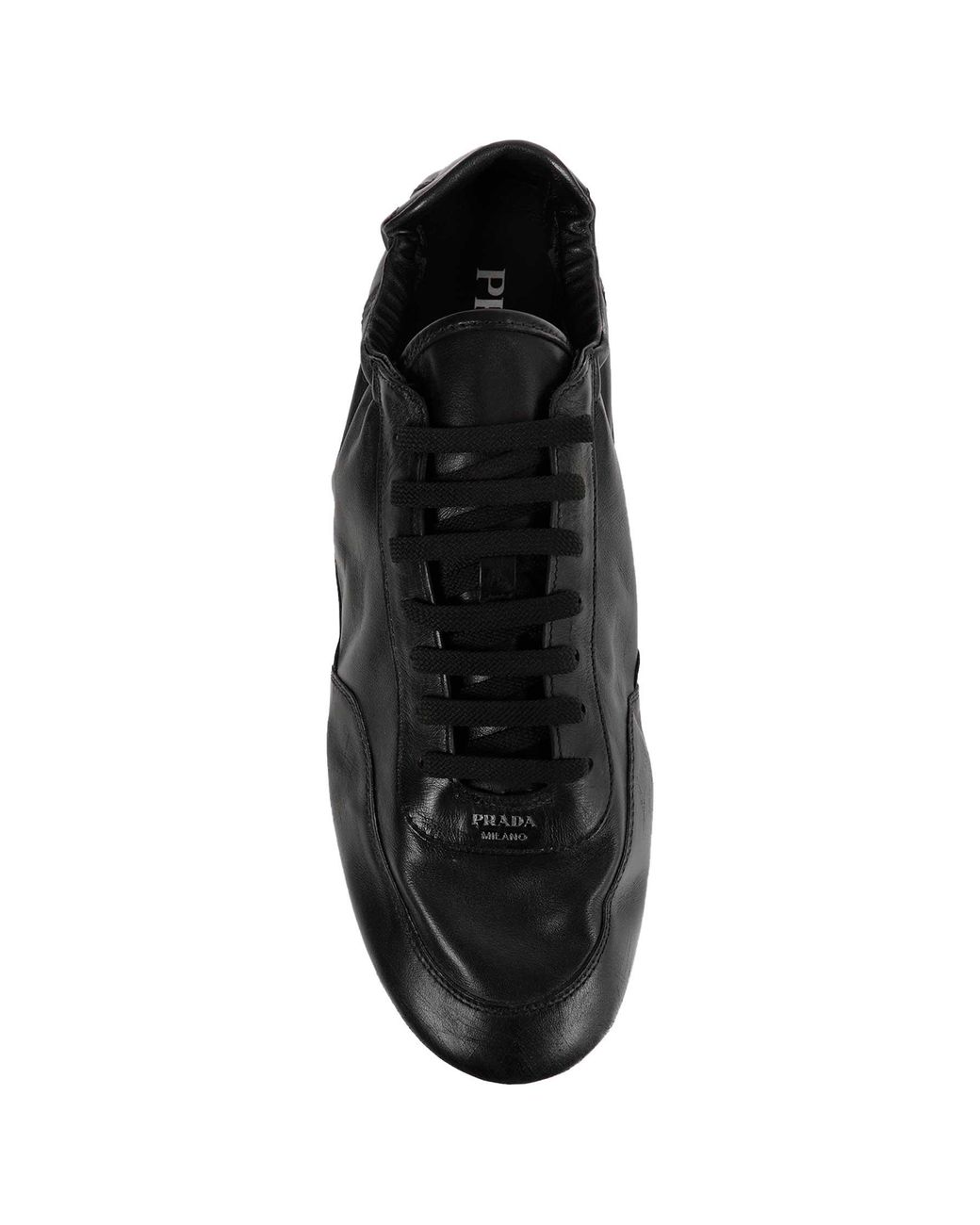 Prada Black Collapse Leather Sneakers for men