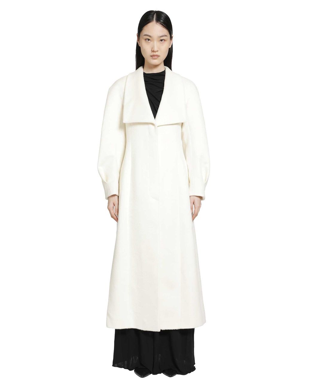 RETORI White Hourglass Brushed Llama Wool Coat