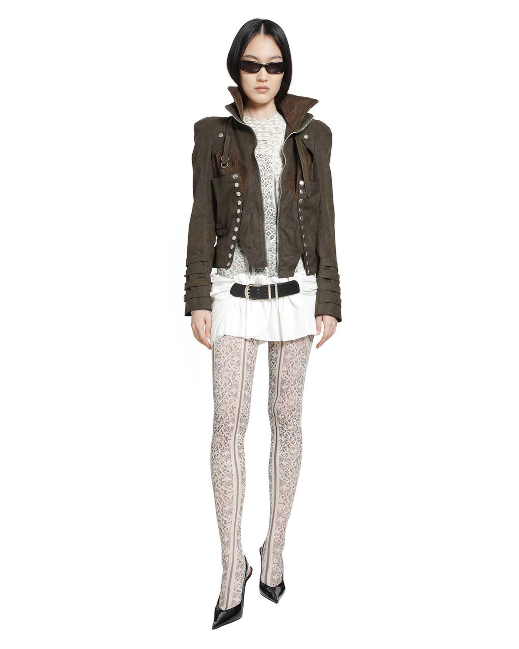 Dilara Findikoglu Natural Past Edges Lace-Effect Mesh Tights