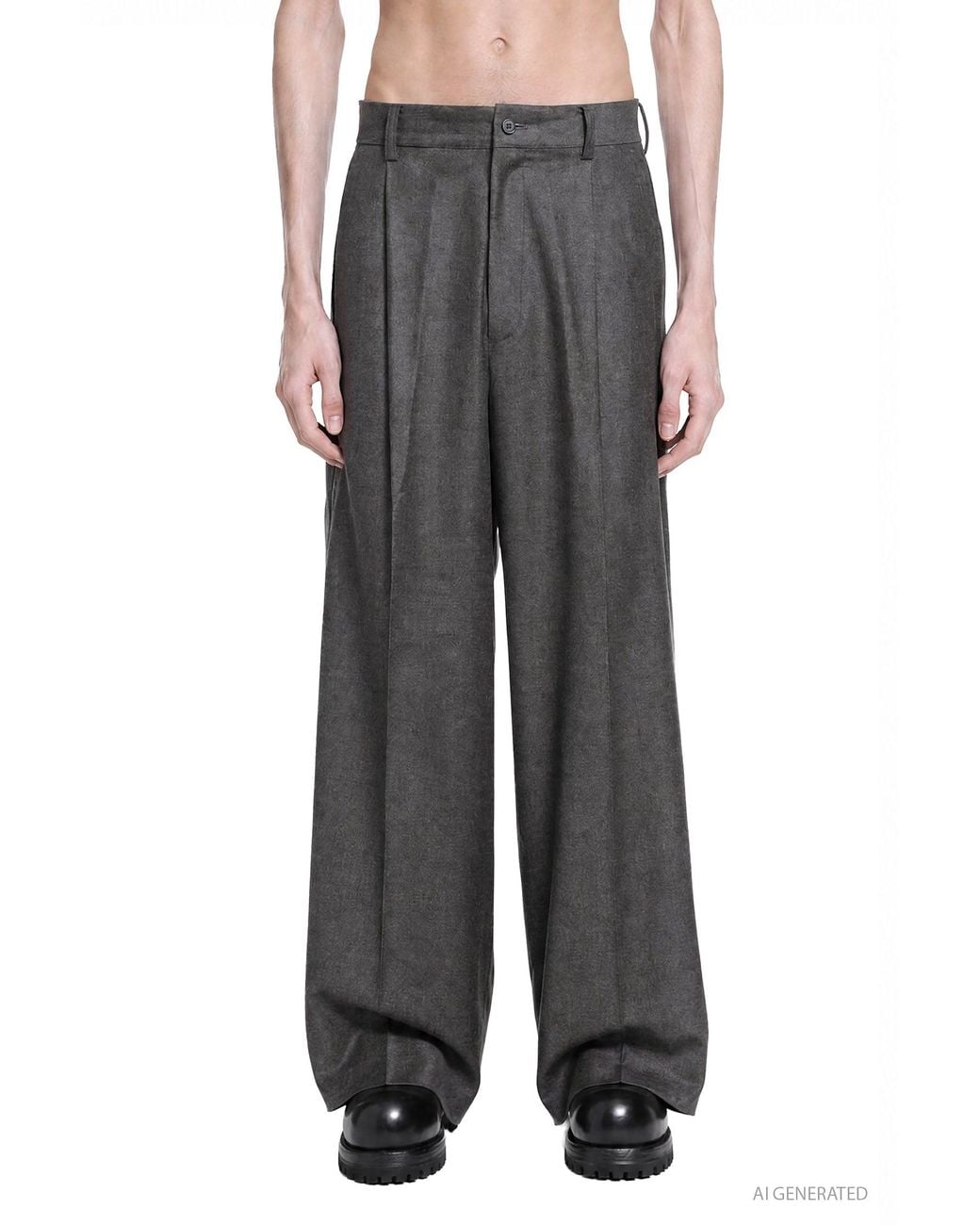 Ssstein Gray Extra Fine Wool Extra Wide Trousers for men