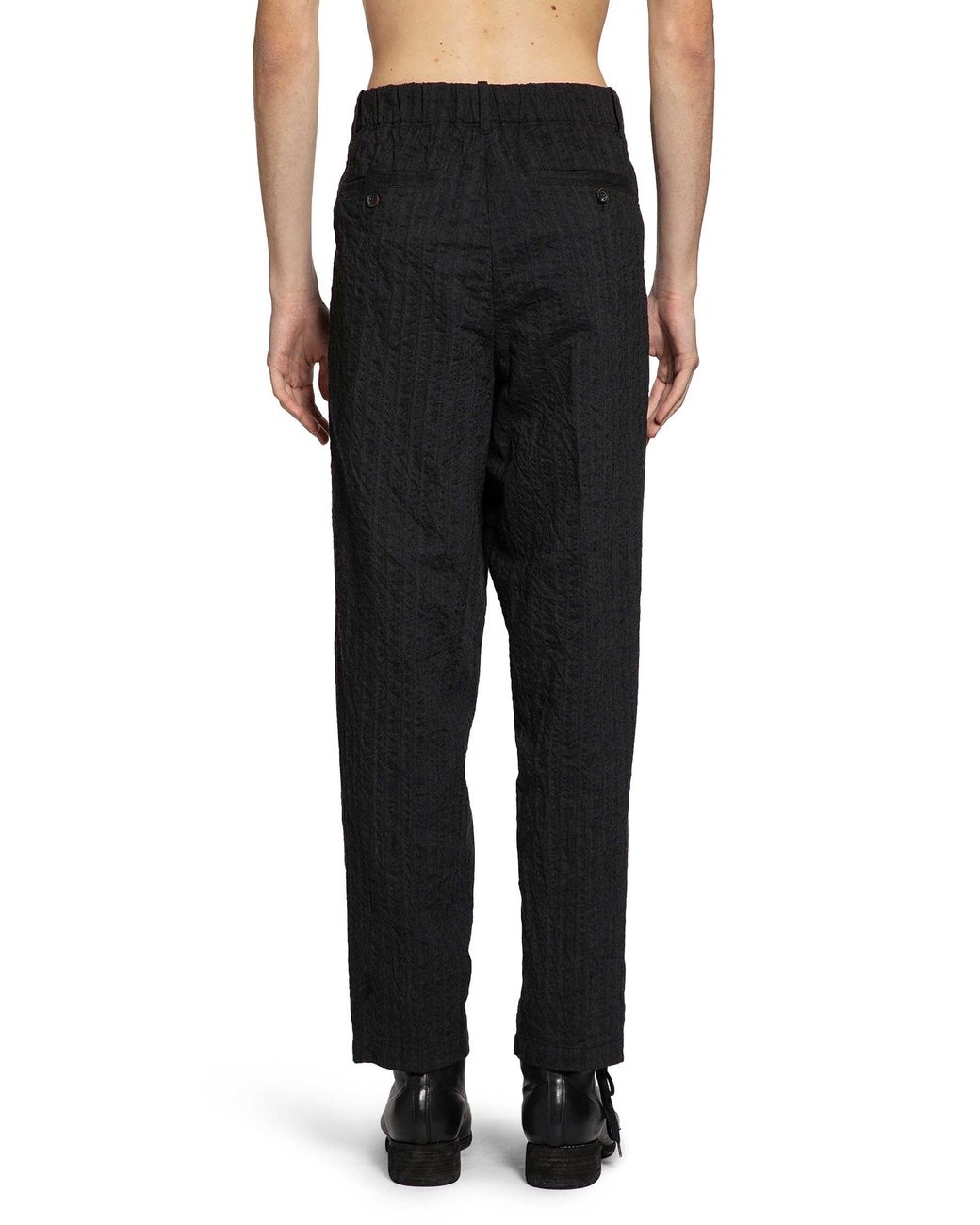 Forme D'expression Black Tucked Loose Trousers for men