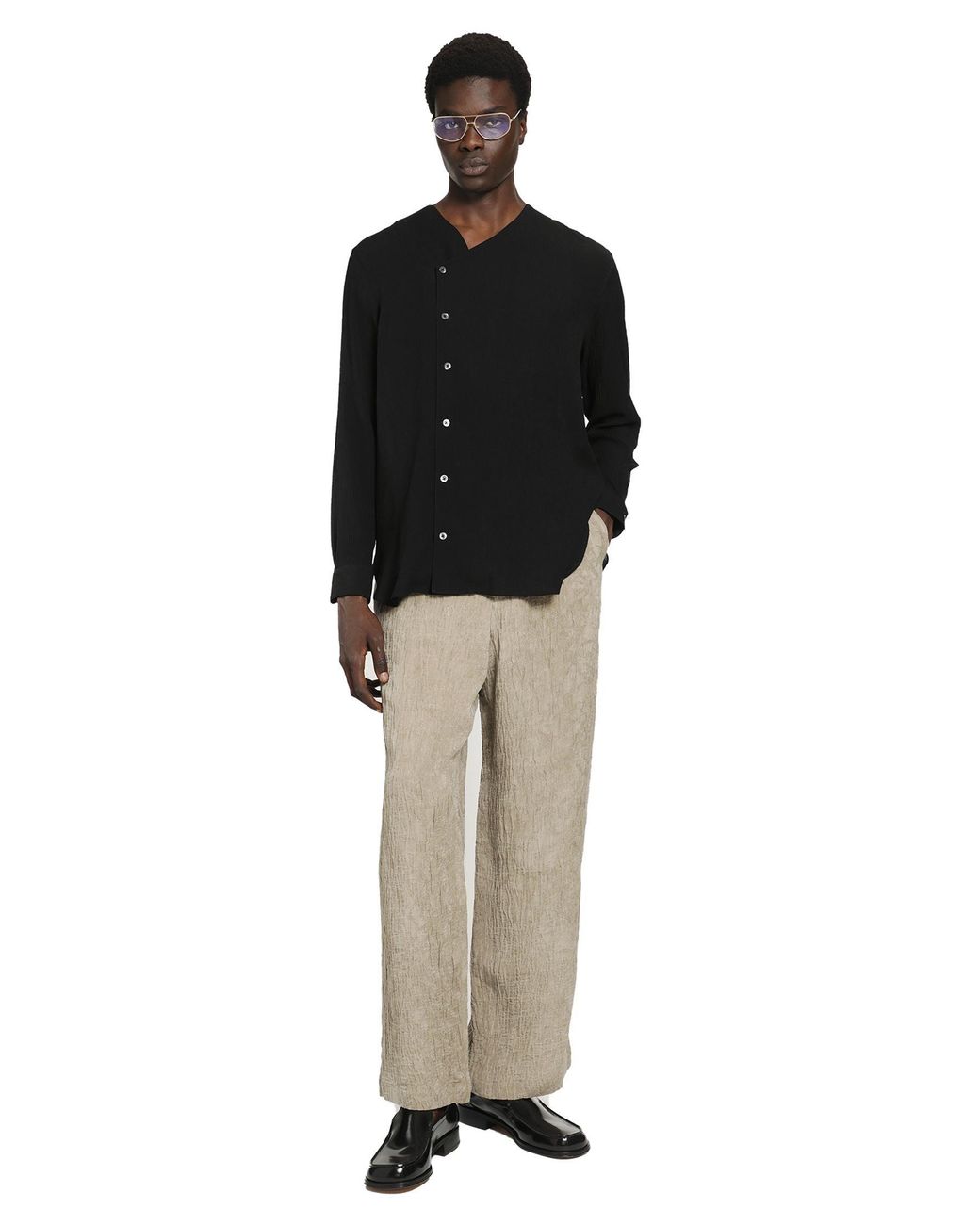 Emporio Armani Black Asymmetric Shirt for men