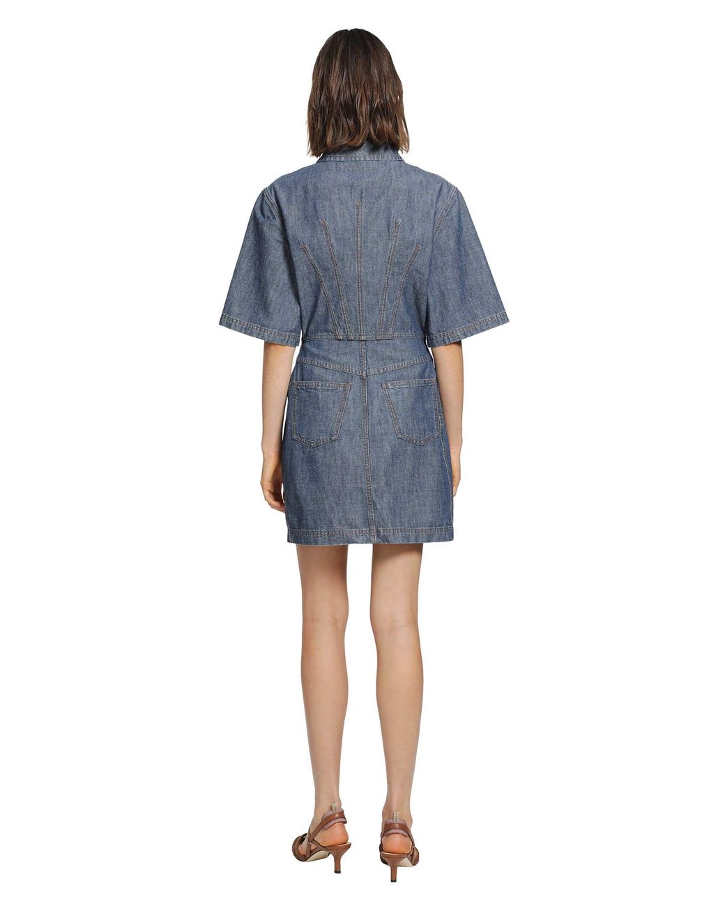 Fendi Blue Chambray Denim Shirt Dress