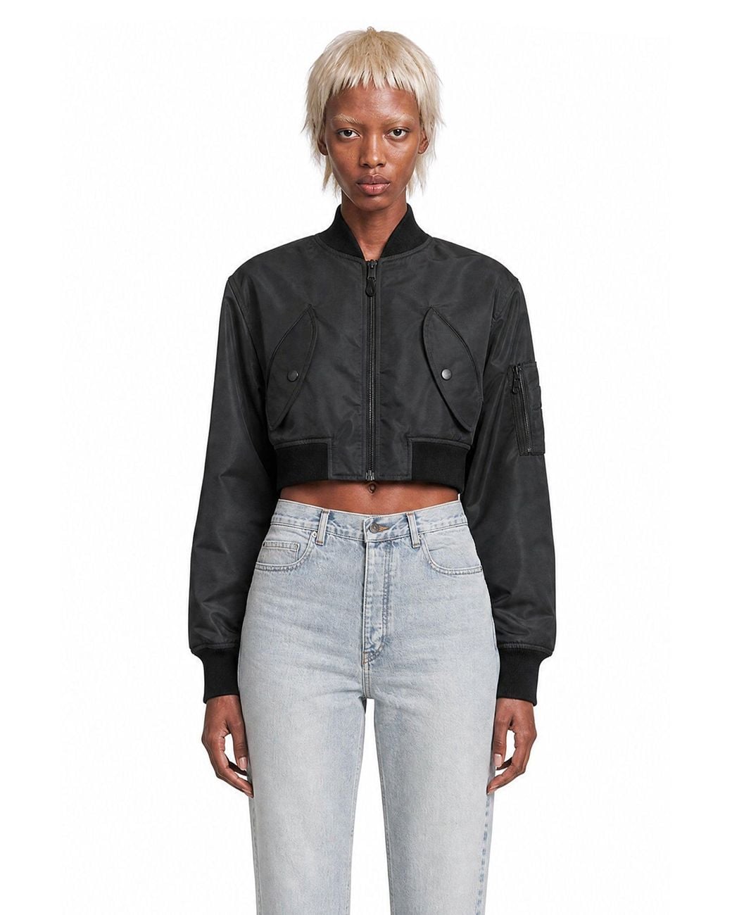 Balenciaga Black Cropped Bomber