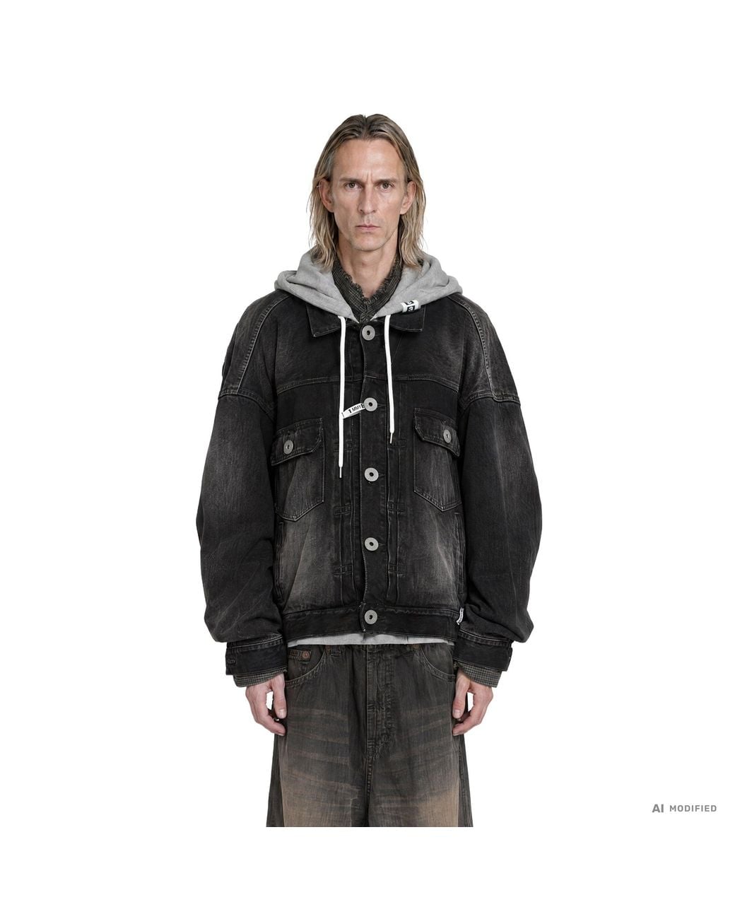 Maison Mihara Yasuhiro Black Triple Layered Denim Jacket for men