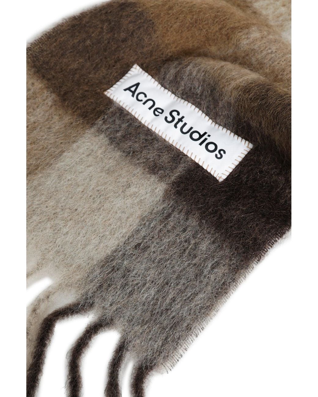 Acne Brown Check Fringe Scarf for men
