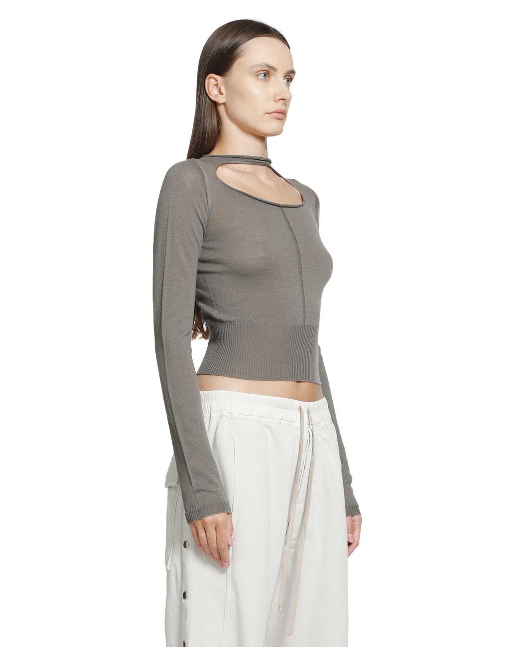 Rick Owens Gray Tower Slashed Pull
