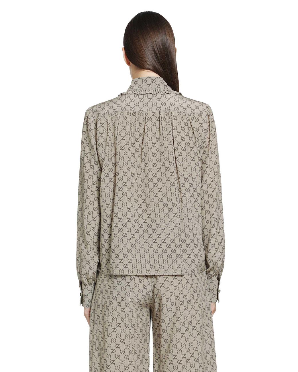 Gucci Gray Printed Silk Shirt