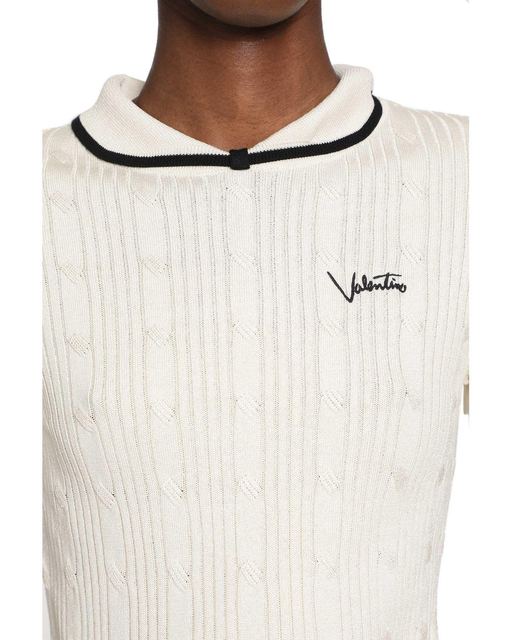 Valentino White Cotton-Blend Top