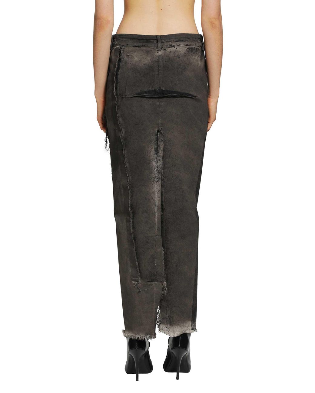 Rick Owens Black Tower Denim Sliced Skirt