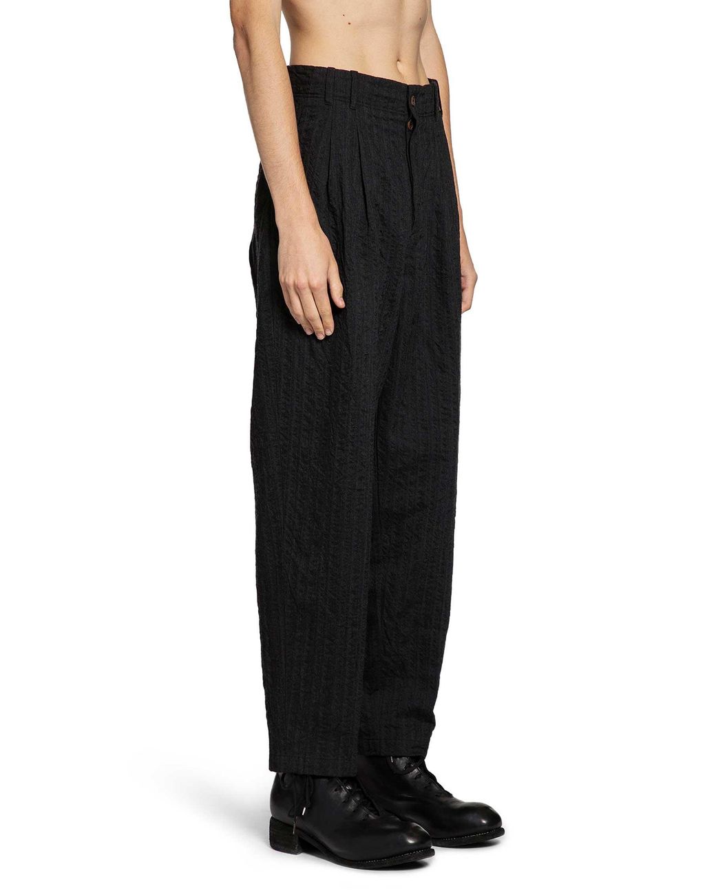 Forme D'expression Black Tucked Loose Trousers for men