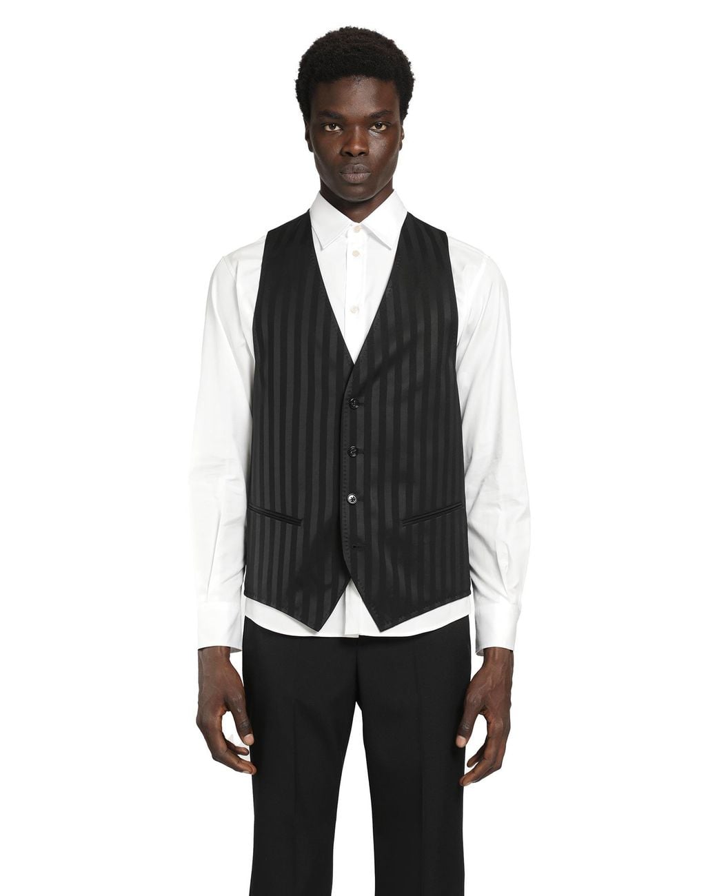 Ann Demeulemeester Black Juikko Striped Satin Waistcoat for men