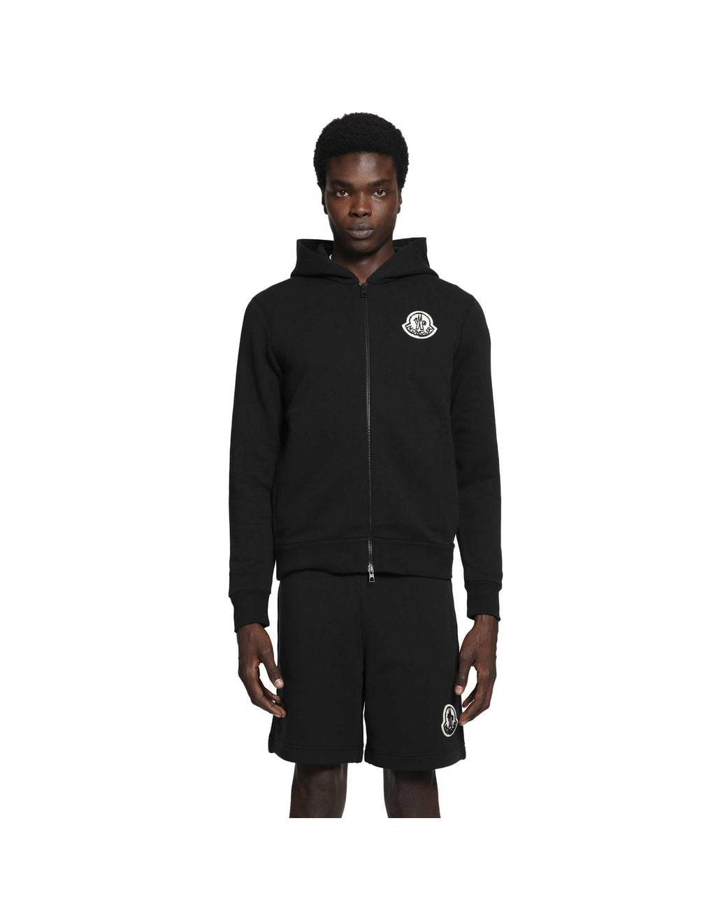 Moncler Black Logo Cotton Zip-Up Coodie for men