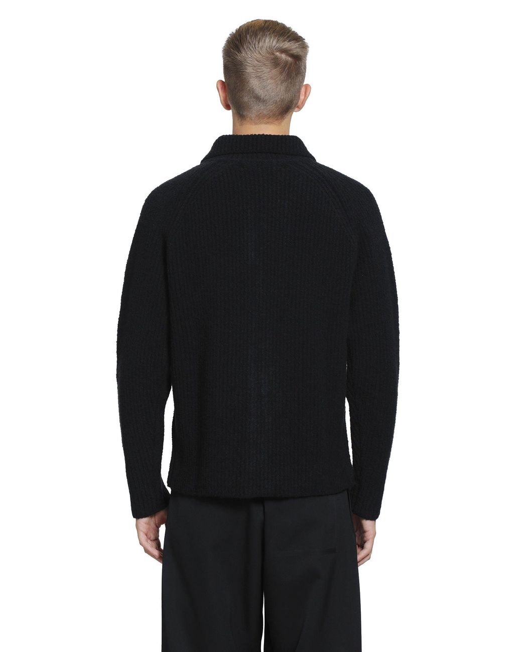 Massimo Osti Studio Black Felted Cardigan for men