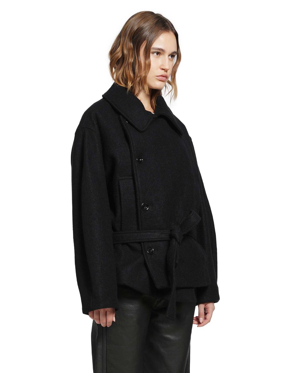 Lemaire Black Short Wrap Coat
