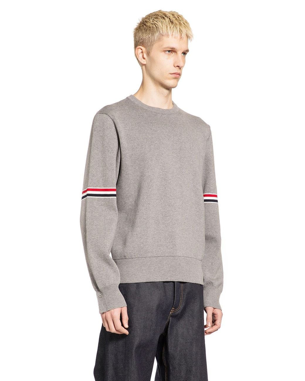 Thom Browne Gray Milano Stitch Rwb Sweater for men