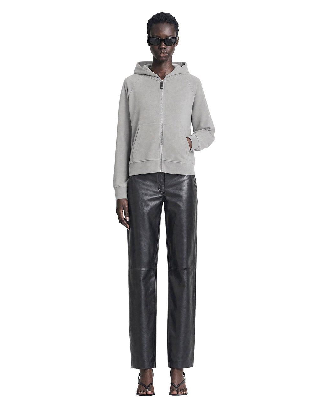 Max Mara Gray Technical Cotton Zip-Up Hoodie