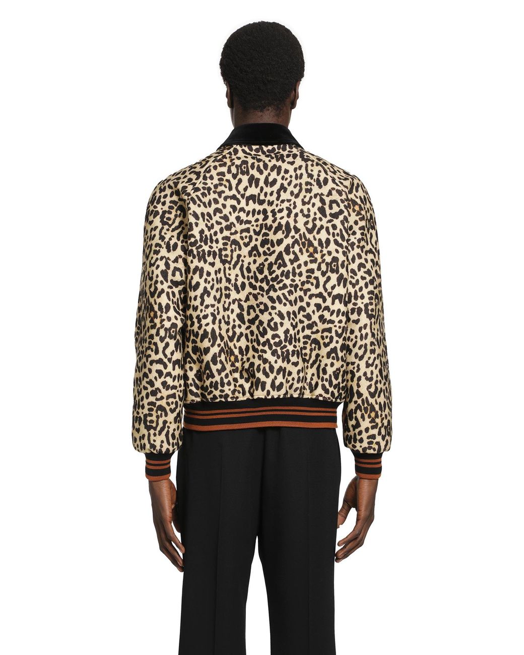Valentino Black Leopard Print Wool Drape Jacket for men