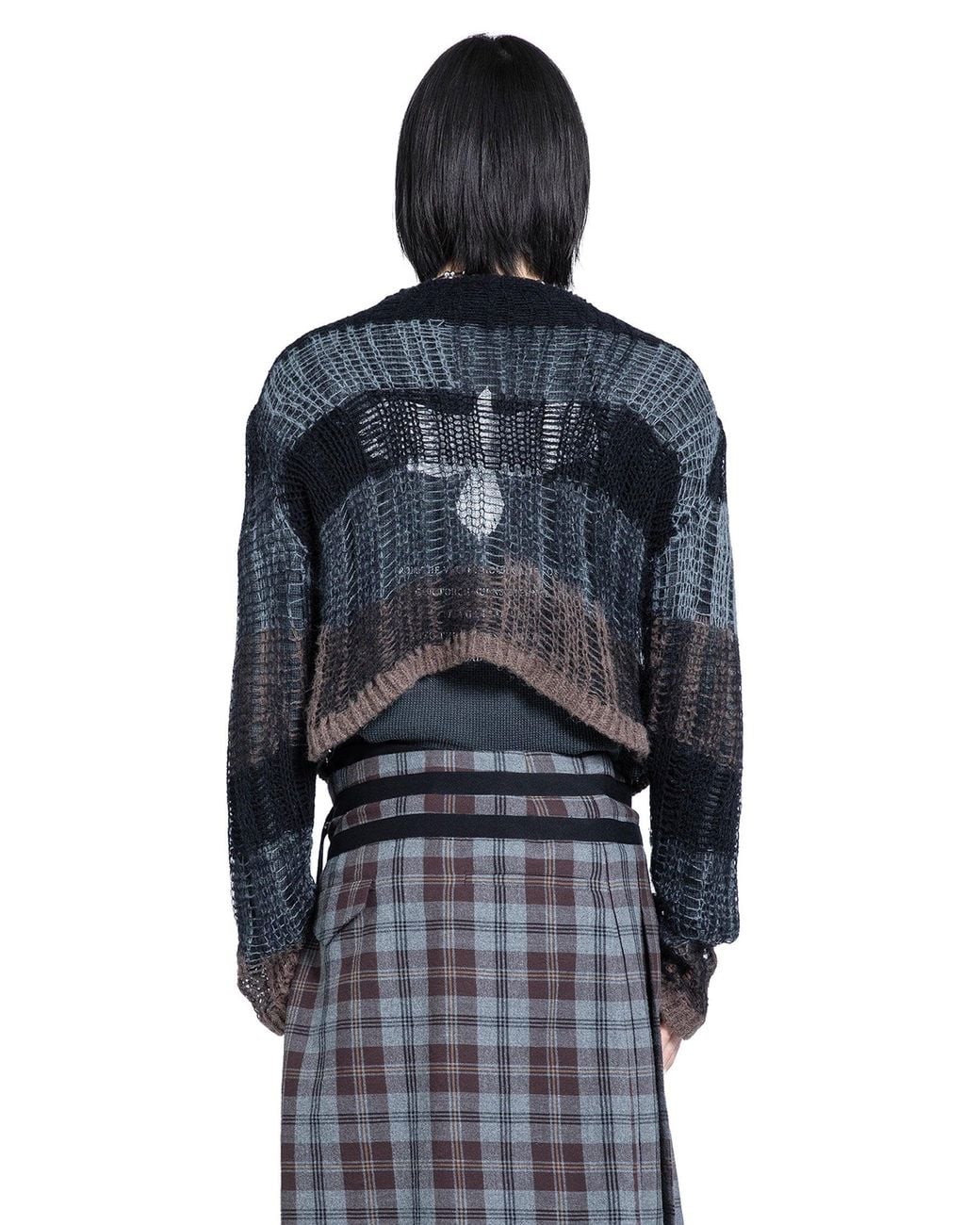 Ann Demeulemeester Poliet Striped Laddered Ajour Knit Sweataer in