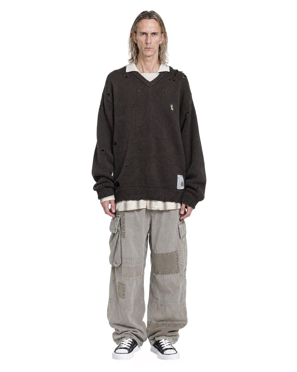 Maison Mihara Yasuhiro Black Triple Layered Collared Sweater for men