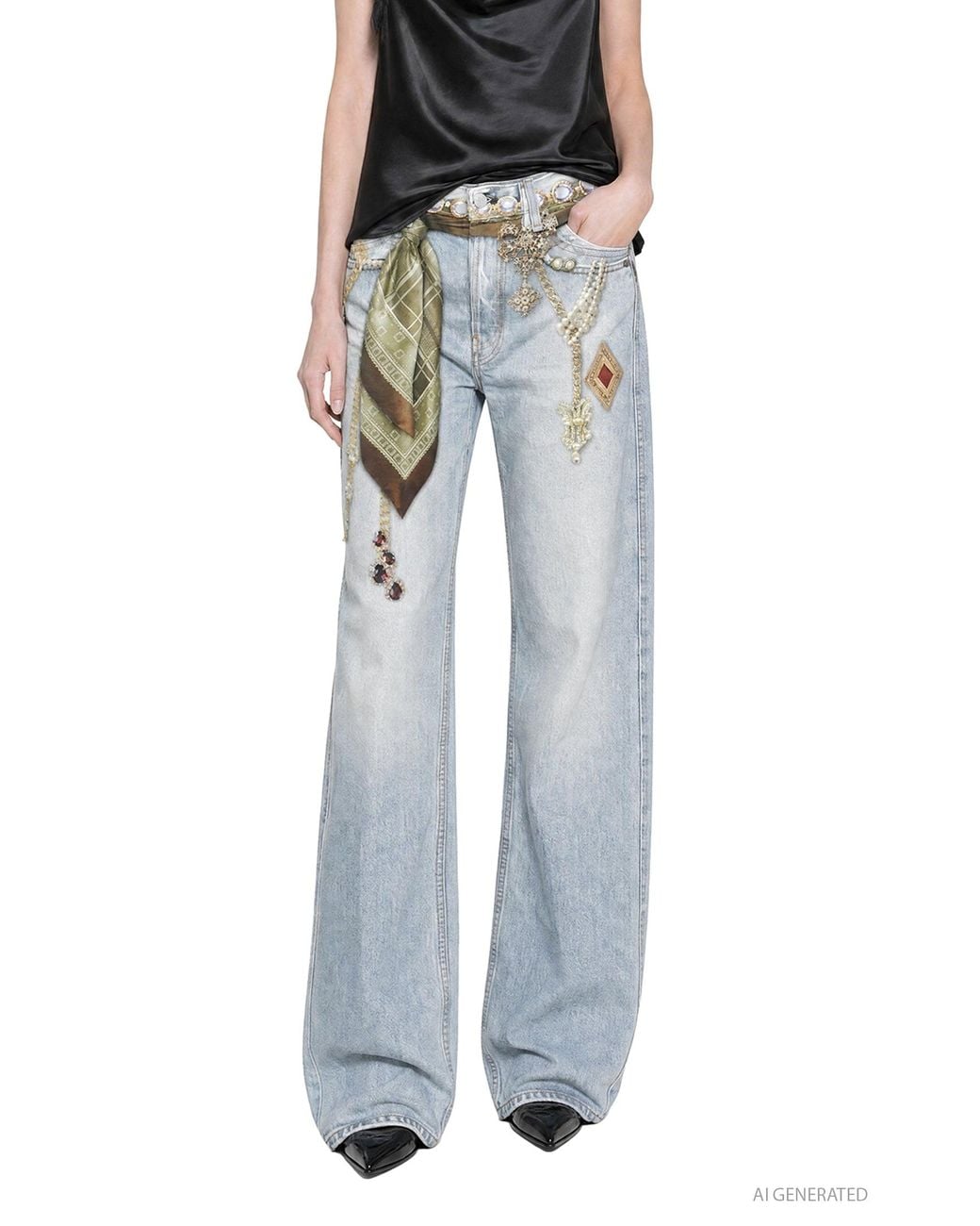 Acne Blue Trompe-L'Oeil Jeans