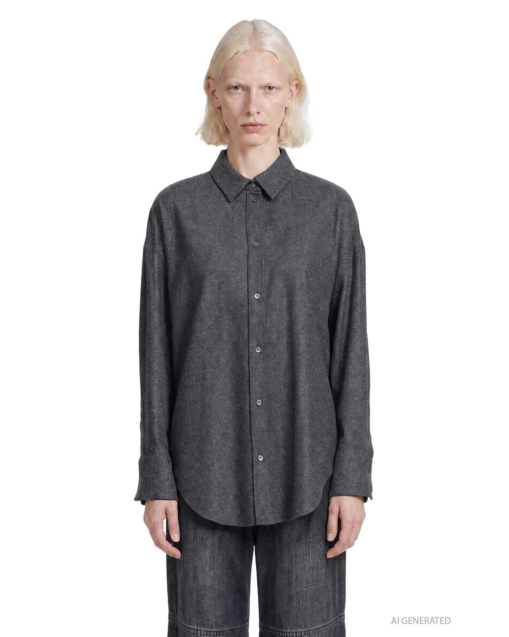 Max Mara Gray Wool Flannel Shirt