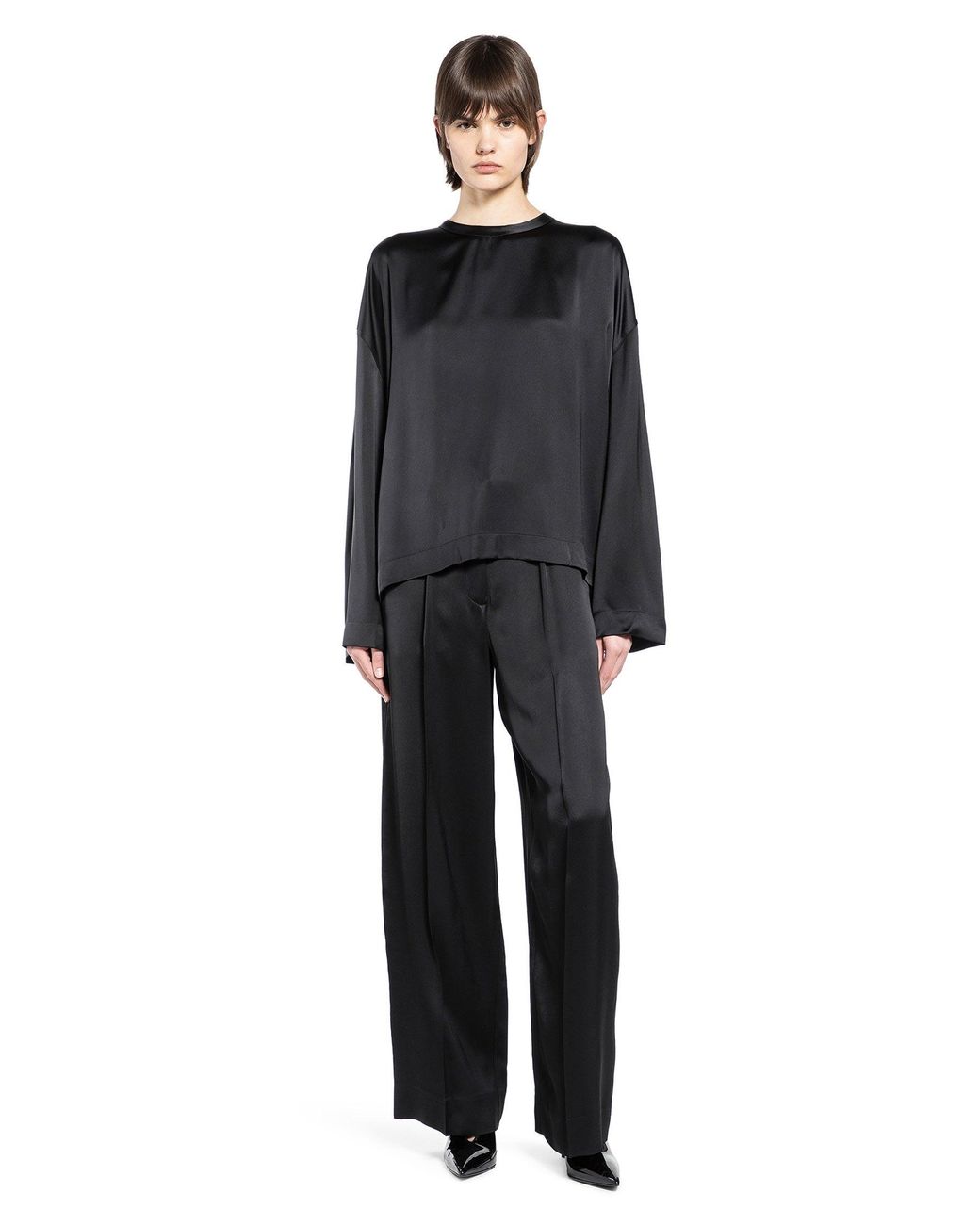 Totême Black Boxy Satin Top