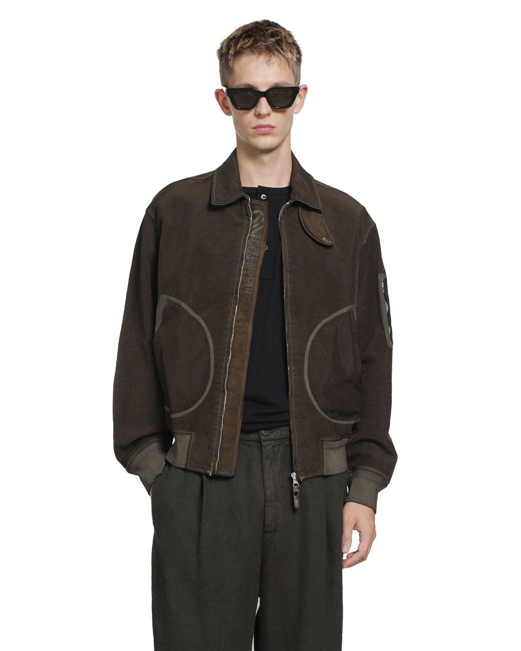 Massimo Osti Studio Black Zip Harrington Jacket for men