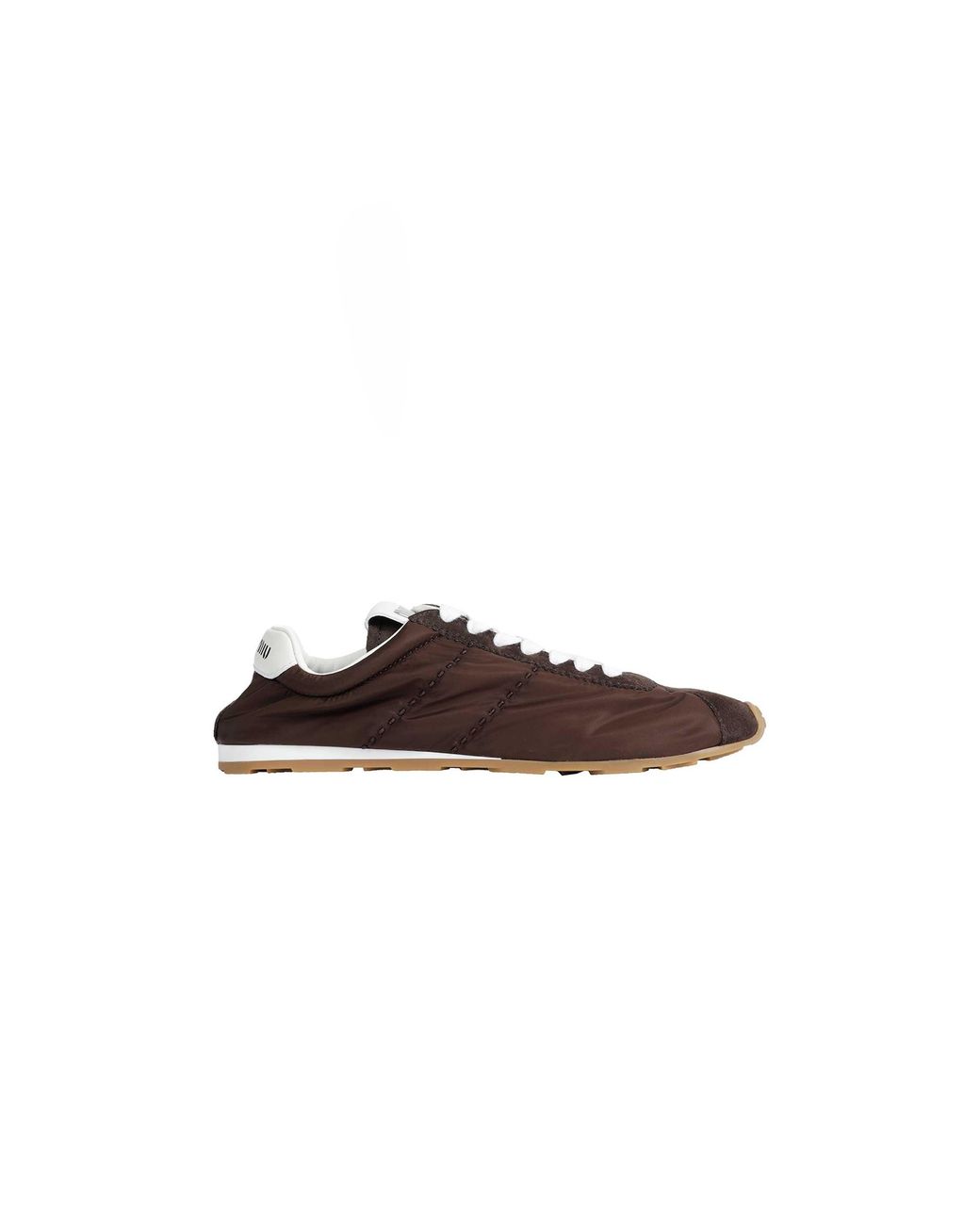 Miu Miu Brown Plume Technical Fabric And Suede Sneakers
