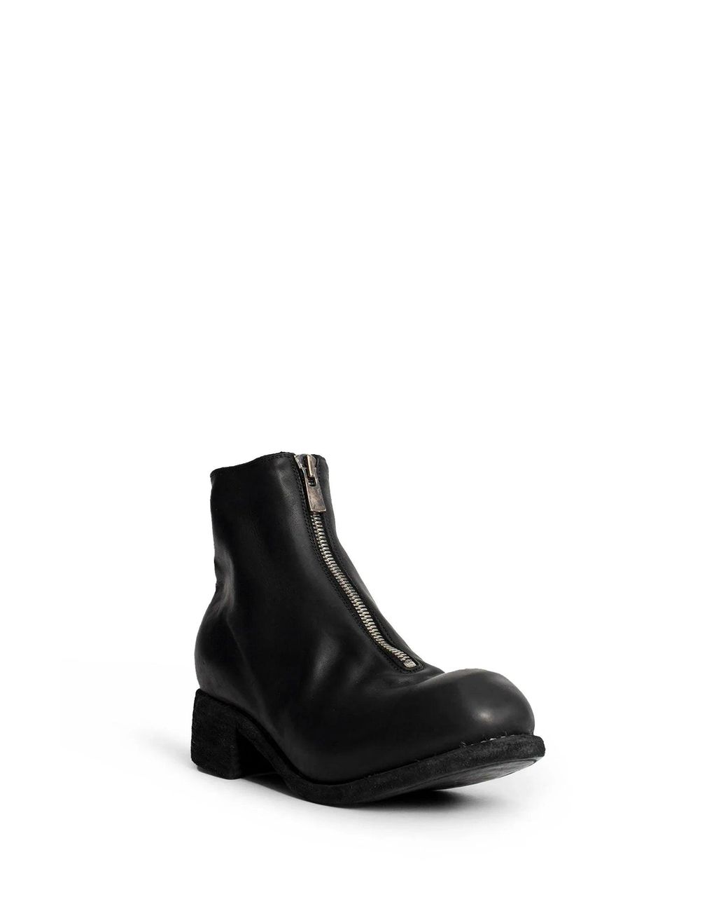 Guidi Black Front Zip Leather Ankle Boots for men
