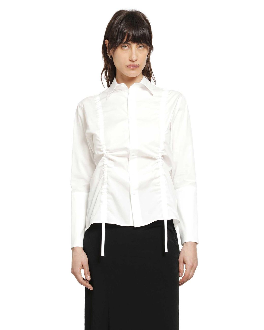 Yohji Yamamoto White Broad Gather Detail Shirt