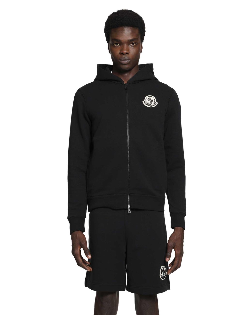 Moncler Black Logo Cotton Zip-Up Coodie for men