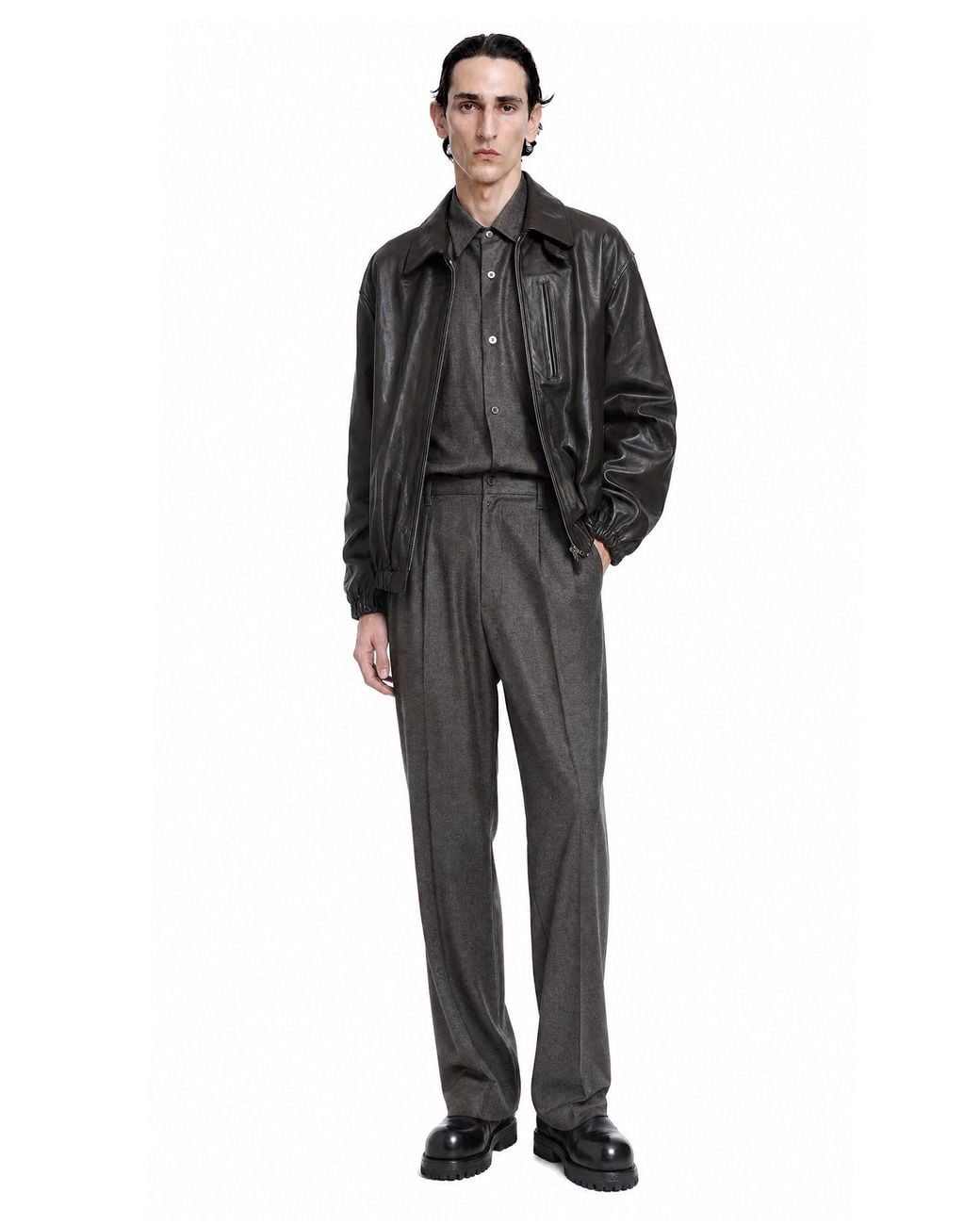 Ssstein Black Calf Zip Short Jacket for men