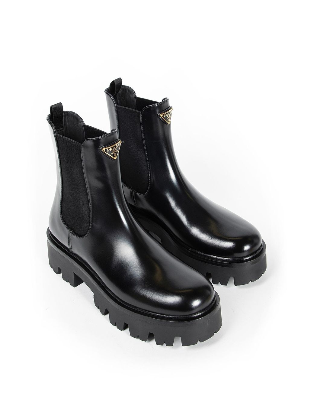 Prada Black Brushed Leather Stride Boots