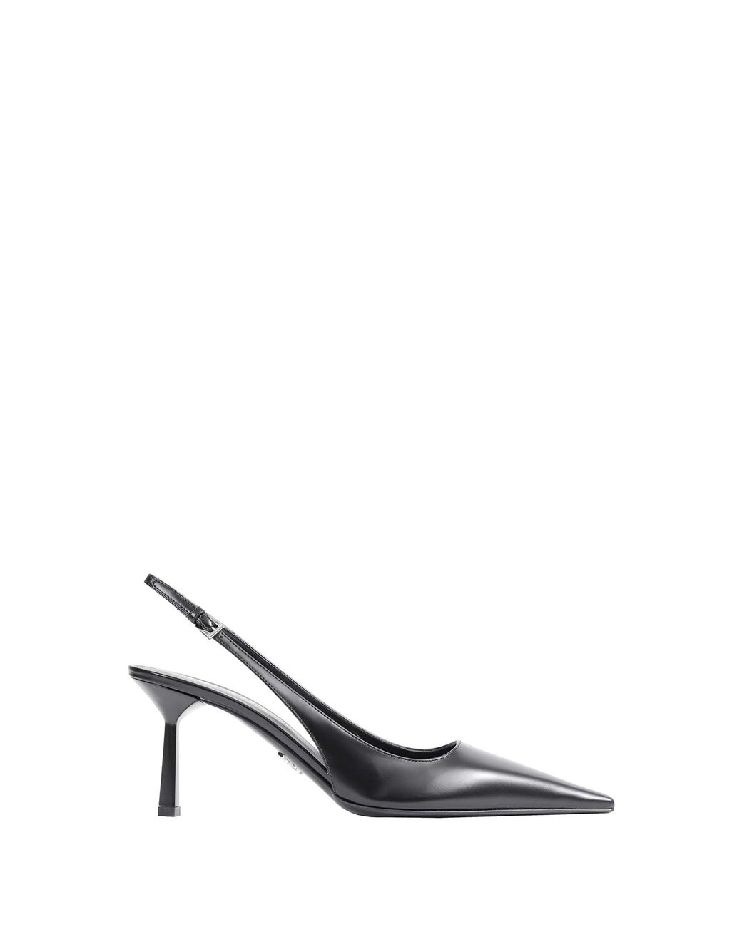 Prada Black Brushed Leather Slingback Pumps