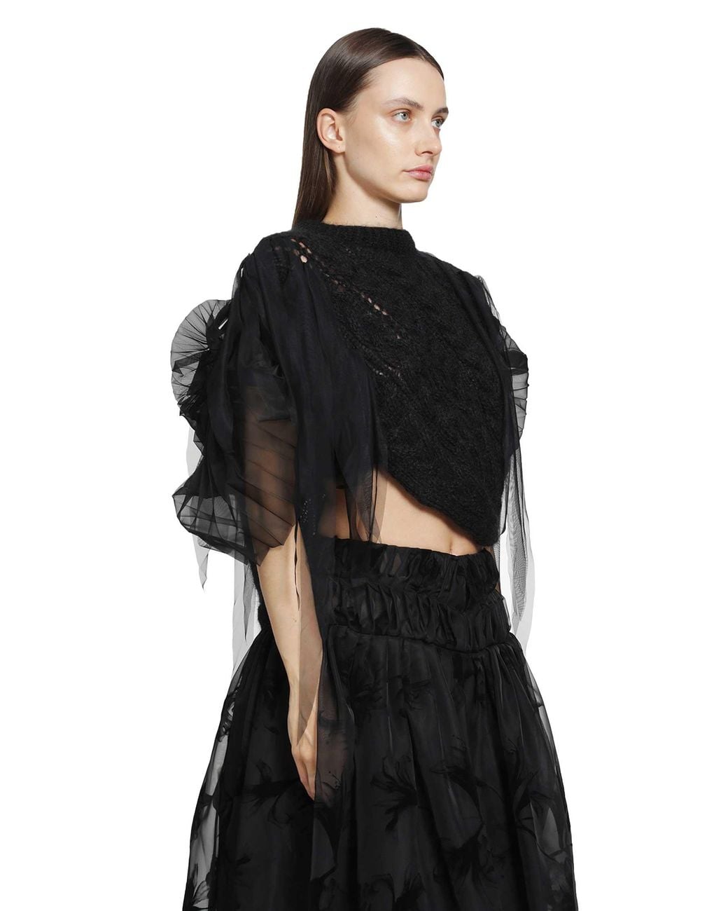 PAULINE DUJANCOURT Black Francisca Pleated Hand-Knit Vest