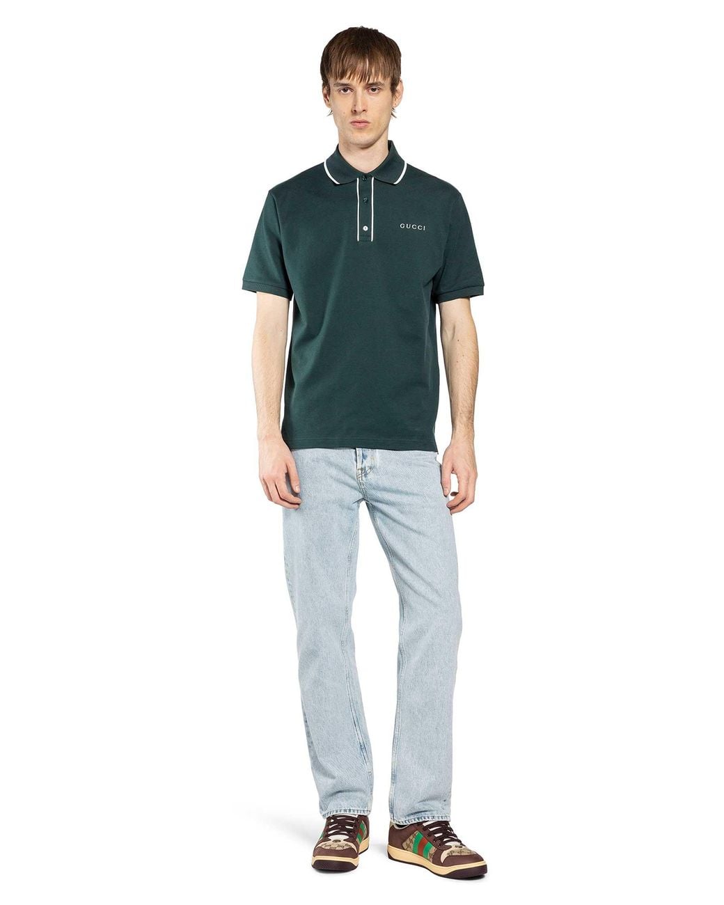 Gucci Green Archive Logo Polo Shirt for men