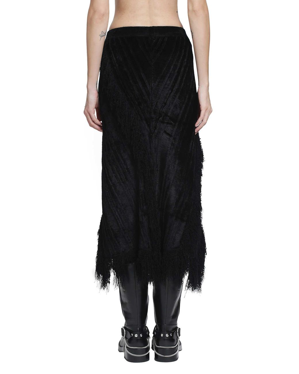 YA YI Black Giselle Fringe Skirt
