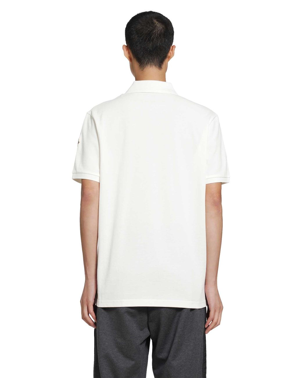 Moncler White Cotton Piquet Polo Shirt for men