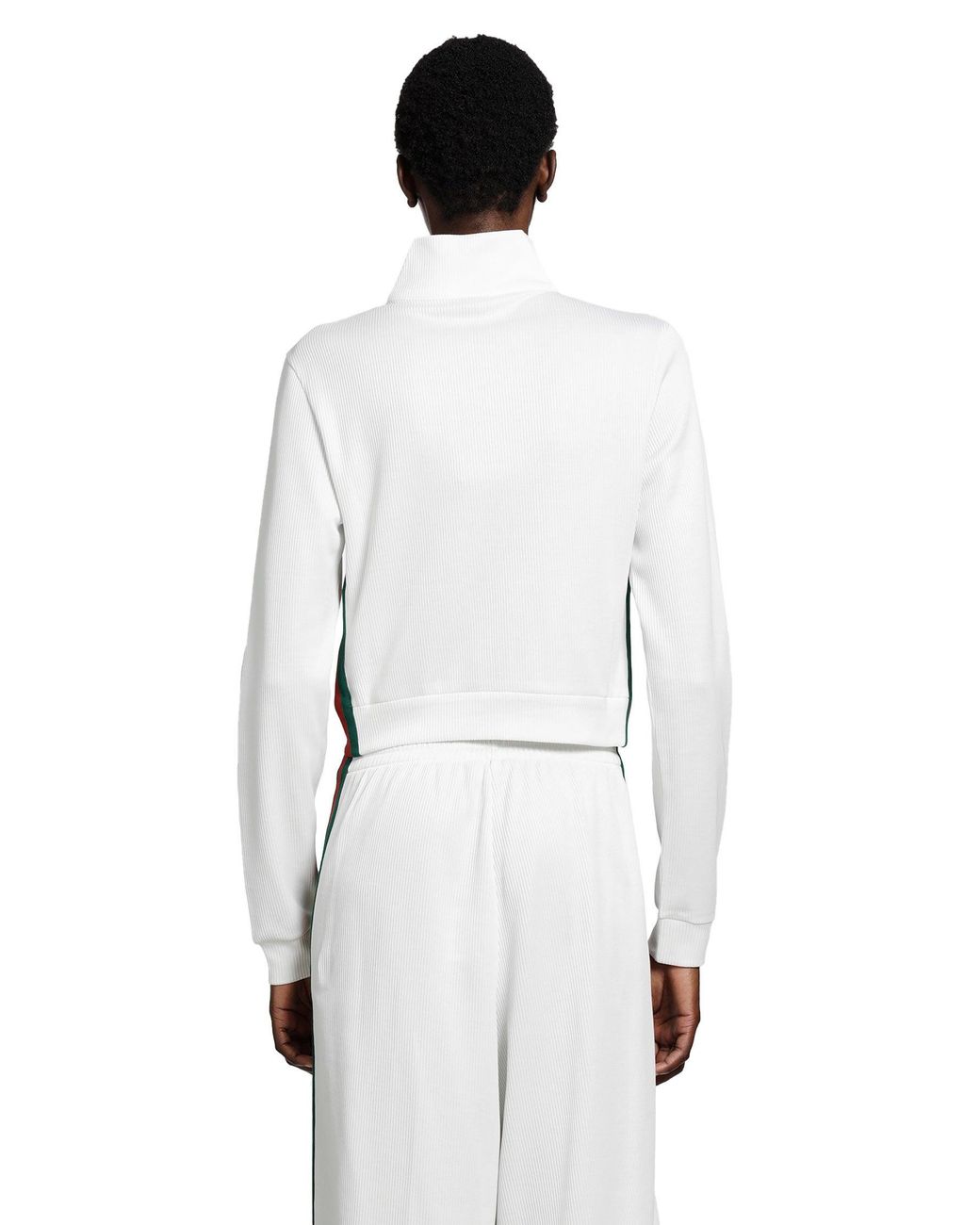 Gucci White Cropped Cotton Rib Jersey Track Jacket