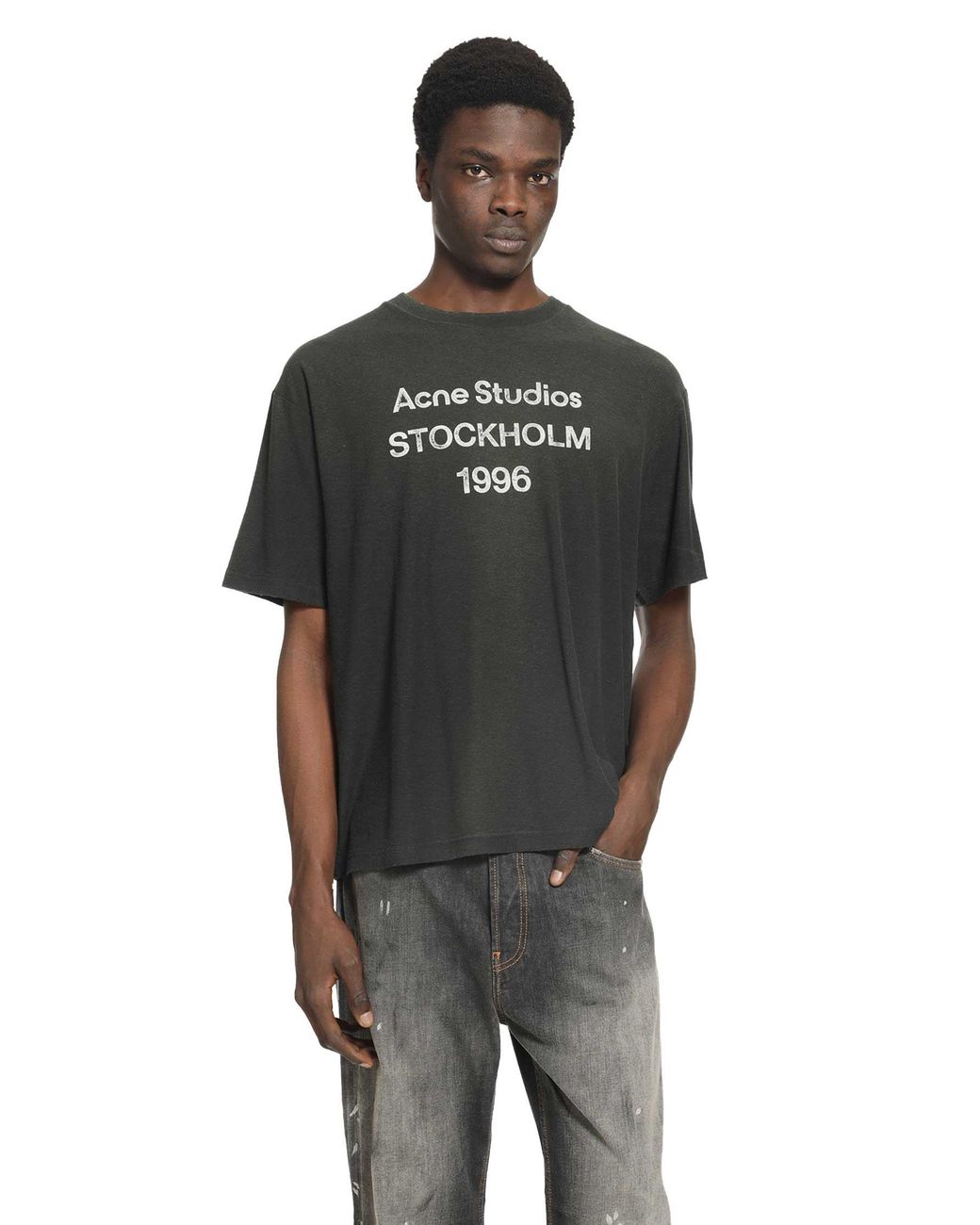 Acne Black 1996 Logo T-Shirt Relaxed Fit for men